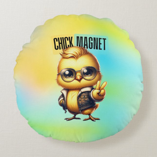 Cute Chick Magnet Funny Easter-54546 Round Pillow (Front)