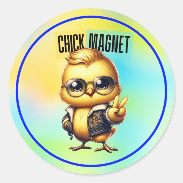 Cute Chick Magnet Funny Easter-54546 Square Sticke Classic Round Sticker (Front)