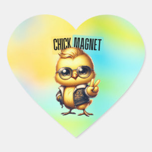 Cute Chick Magnet Funny Easter-54546 Square Sticke Heart Sticker