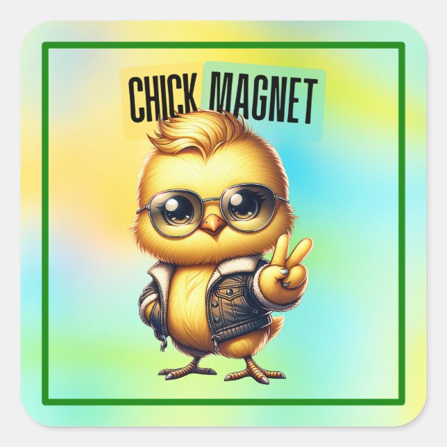 Cute Chick Magnet Funny Easter-54546 Square Sticker (Front)
