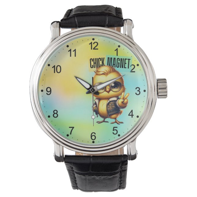 Cute Chick Magnet Funny Easter Watch (Front)