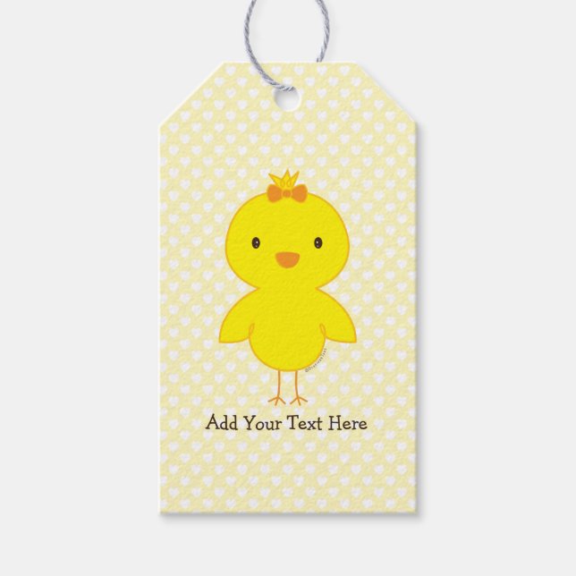 Cute Chick Personalized Text Gift Tags (Front)