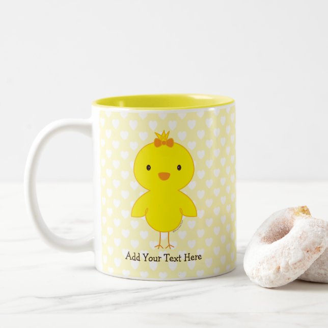 Cute Chick Personalized Text Two-Tone Coffee Mug (With Donut)