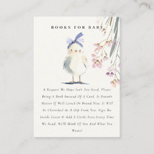 Cute Chick Watercolor Floral Books For Baby Shower Enclosure Card