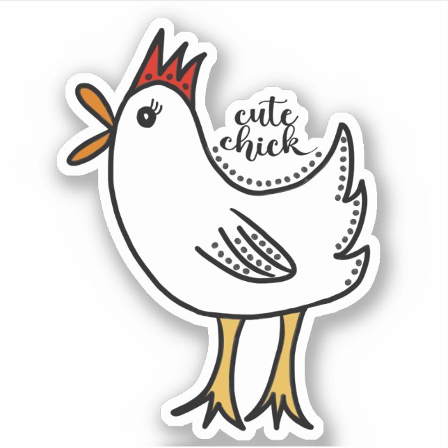 Cute Chick with Dots Custom-Cut Vinyl Sticker (Front)