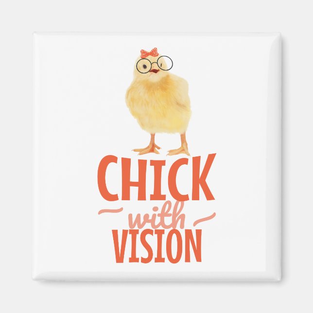 Cute Chick With Glasses - Chick With Vision Magnet (Front)