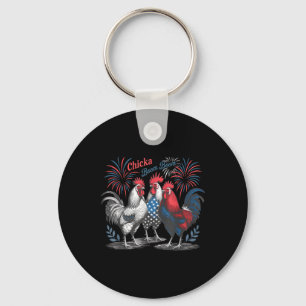 Cute Chicka Boom Boom Funny Chicken 4th Of July Pa Keychain