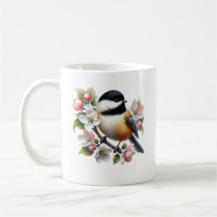 Cute chickadee bird lovers add monogram coffee mug