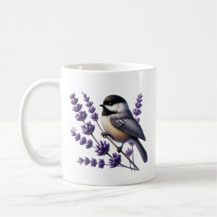 Cute chickadee bird lovers add monogram  coffee mug
