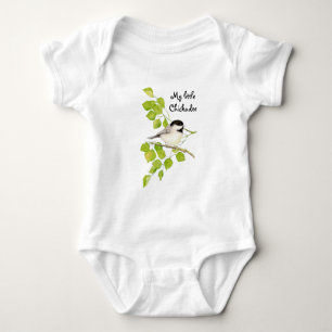 Cute Chickadee Bird My Little Chickadee Quote Baby Bodysuit