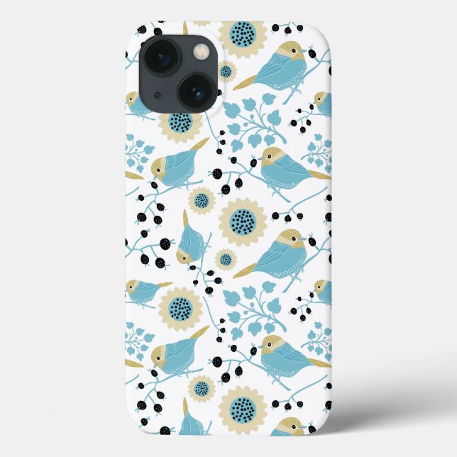 Cute Chickadee Bird Pattern Art Case-Mate iPhone Case (Back)