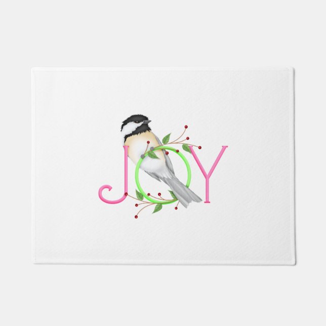 Cute Chickadee "Joy" Doormat (Front)
