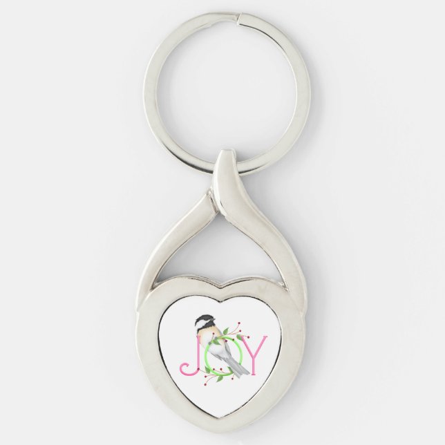 Cute Chickadee "Joy" Keychain (Front)