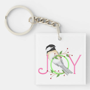 Cute Chickadee "Joy" Keychain