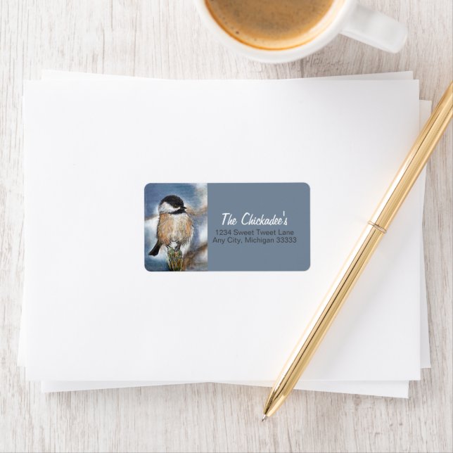 Cute Chickadee Song Bird Painting Label (Insitu)