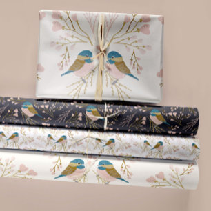 Cute Chickadee Trio Decoupage Gift Wrapping Paper Sheet