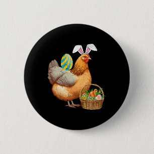 Cute Chicken And Bunny Ears Easter Egg Easter Day 2 Inch Round Button
