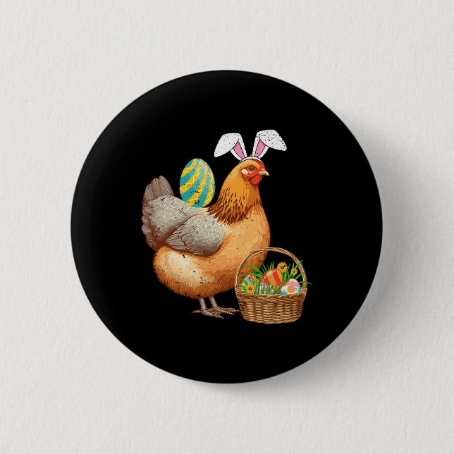 Cute Chicken And Bunny Ears Easter Egg Easter Day  2 Inch Round Button (Front)