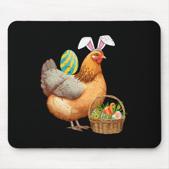 Cute Chicken And Bunny Ears Easter Egg Easter Day  Mouse Pad (Front)