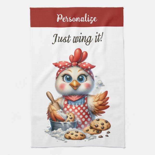 Cute Chicken Baking  Cookies Funny Quote Kitchen Towel (Vertical)