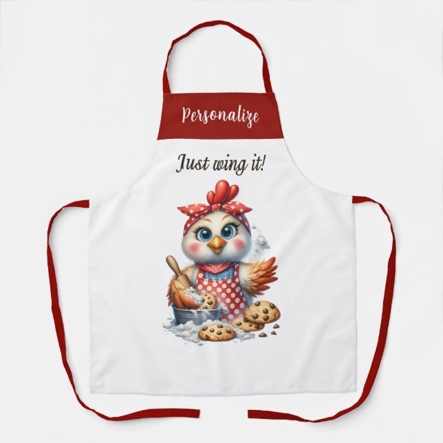Cute Chicken Baking Cookies Kitchen Quote Apron (Front)