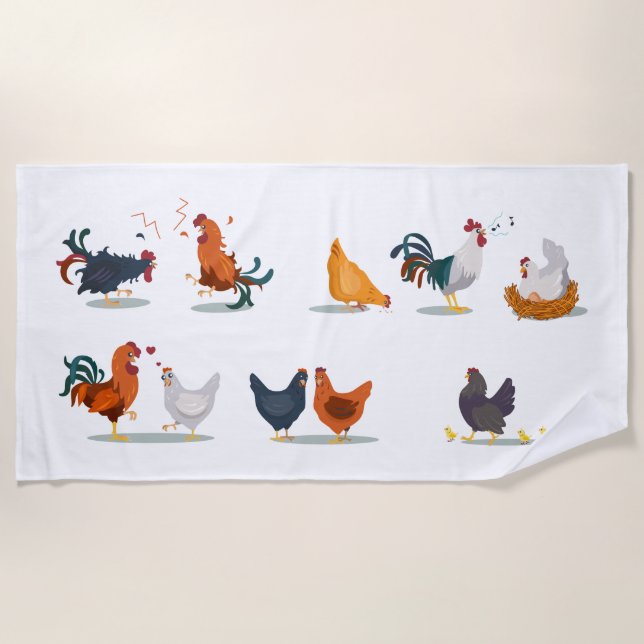 Cute Chicken Beach Towel (Front)