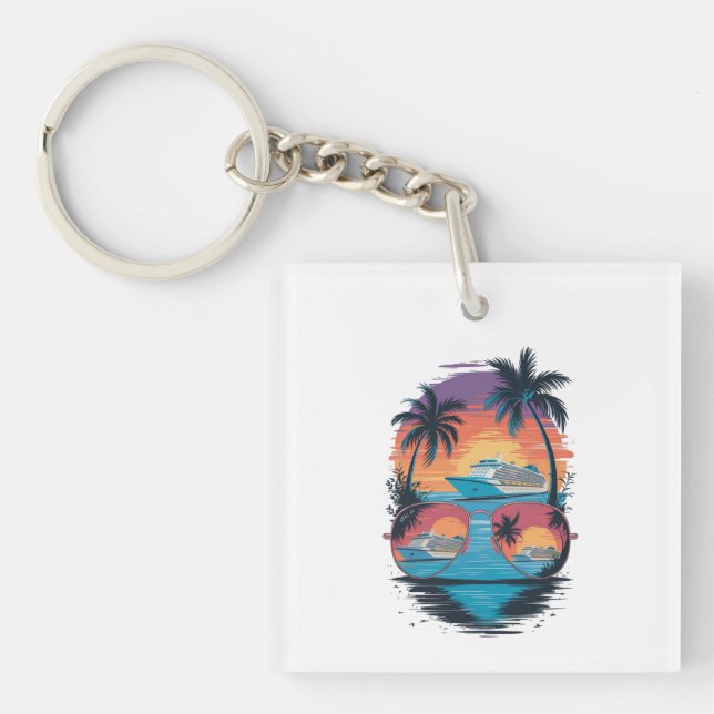 Cute Chicken by the Sea Keychain (Front)