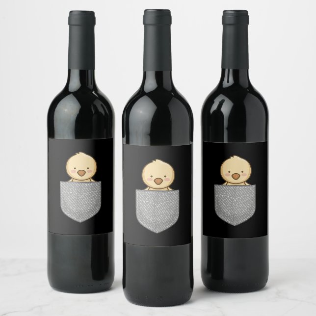 Cute Chicken Chest Pocket| Chicken Lover Gift Wine Label (Bottles)
