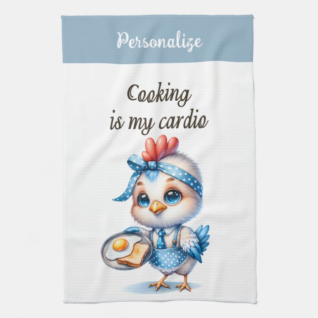 Cute Chicken Cooking Breakfast Funny Kitchen Quote Towel (Vertical)