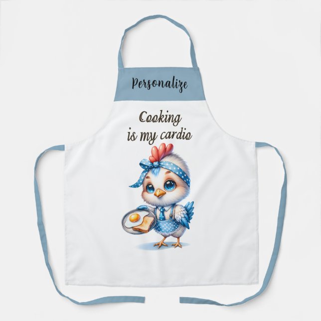 Cute Chicken Cooking Breakfast Kitchen Quote Apron (Front)