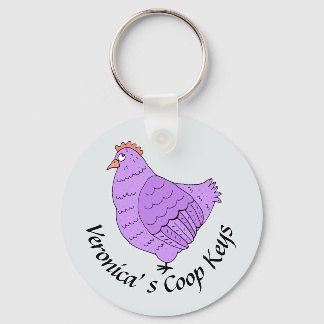Cute Chicken Coop Customized Keychain (Front)