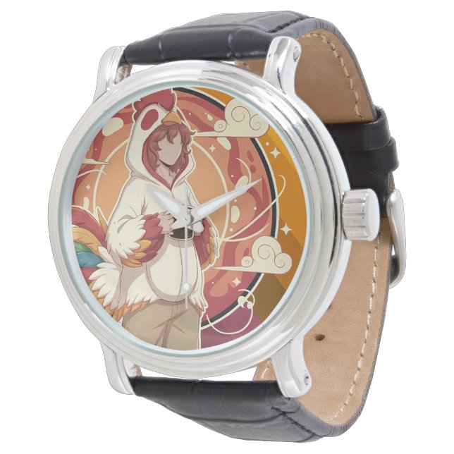 Cute Chicken Costume Coffee Morning Art Watch (Angled)