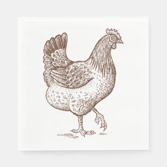 Cute Chicken Country Farm Farmer Birthday Party Napkin (Front)