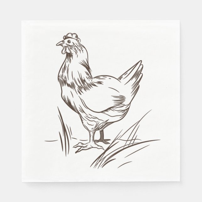 Cute Chicken Country Farm Farmer Birthday Party Napkin (Front)