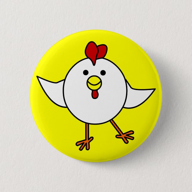 Cute Chicken Dance - White and Yellow 2 Inch Round Button (Front)