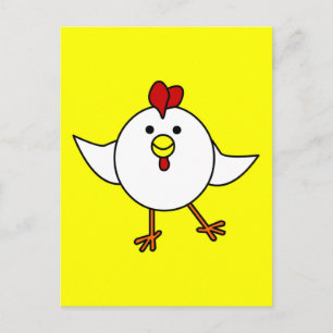 Cute Chicken Dance - White and Yellow Postcard