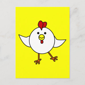 Cute Chicken Dance - White and Yellow Postcard