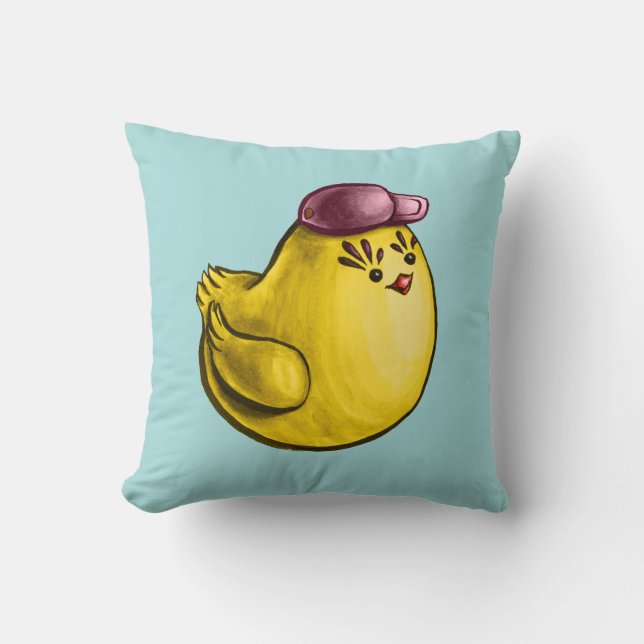 Cute Chicken Design – Funny Yellow Chick Easter Throw Pillow (Front)