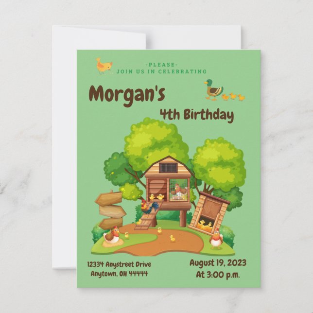 Cute Chicken & Ducks Invitation (Front)