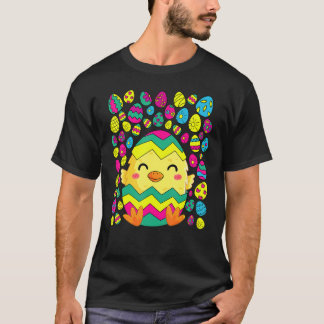 Cute Chicken Easter Colourful Eggs For The Chicken T-Shirt