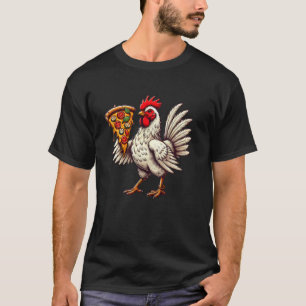Cute Chicken Eating Pizza T-Shirt