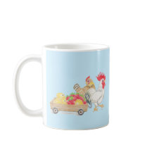 Cute Chicken Family Blue Mug