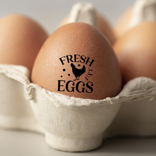 Cute Chicken Farm Fresh Egg Rubber Stamp