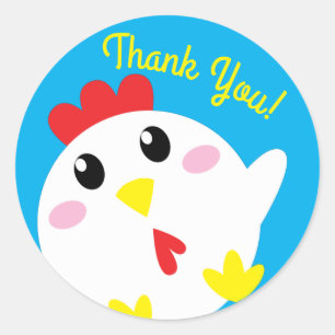 Cute Chicken Farm Kid 1st Birthday Party Thank You Classic Round Sticker