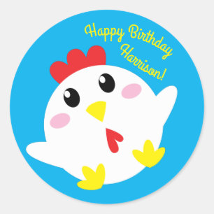Cute Chicken Farm Kids 1st Birthday Party Classic Round Sticker