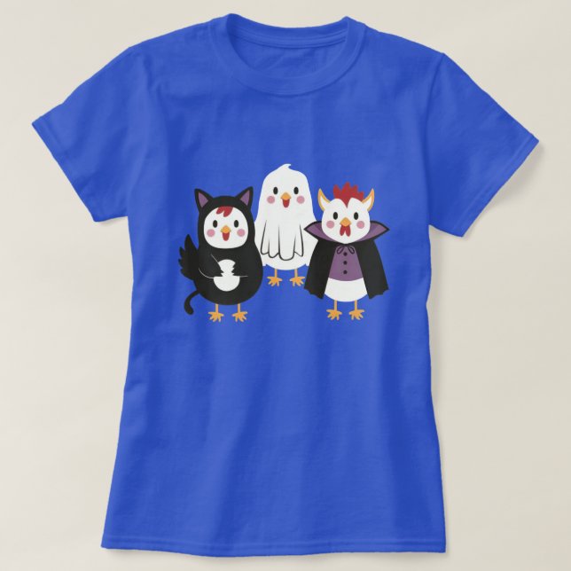 Cute Chicken Halloween T-Shirt – Funny Chickens  (Design Front)