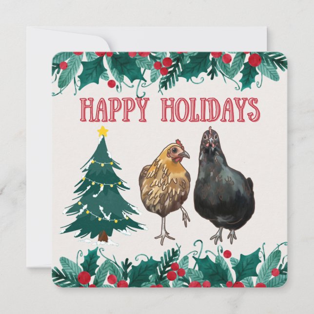 Cute Chicken Holiday Card (Front)