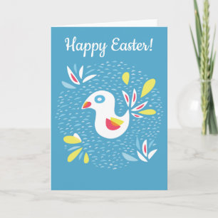Cute Chicken In Spring Abstract Bird Holiday Card