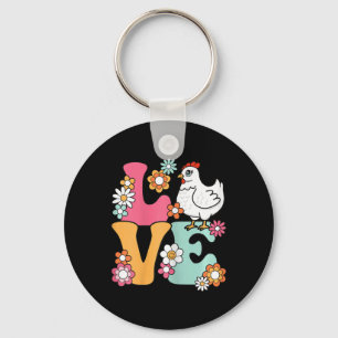 Cute Chicken Love Groovy Chicken Lover Hen Women G Keychain