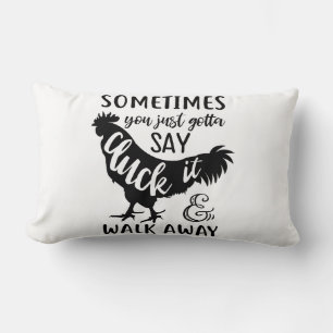 Cute Chicken Lover Farm Farmer Rooster Black Lumbar Pillow